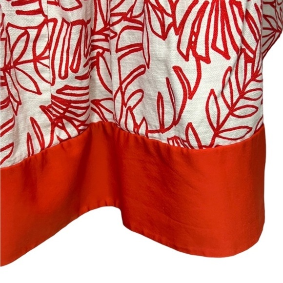 Lane Bryant Dark Orange Cream White Tropical Print Skirt olorblock Hem Plus 22 - Picture 12 of 13